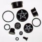 Pair 6G Black Acrylic David Star Ear Plugs 4mm Gauge Screw On