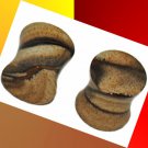 Pair 00G 10mm Natural Jasper Stone Plugs Saddle Ear Stretching Piercing Gauge