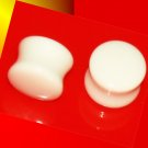 Pair 9/16  14mm White Snow Jade Stone Plugs Saddle Ear Stretching Piercing Jewelry Gauge