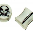 Pair White Acrylic Skull Saddle Ear Plugs 0 Gauges 8mm Pair White Acrylic Skull Saddle Ear Plugs 0 Gauges 8mm