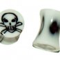 Pair White Acrylic Skull Saddle Ear Plugs 2G Gauges 6mm