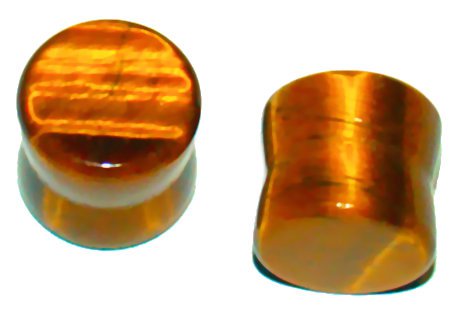 Pair Tiger Eyes Stone Plugs 00G 10mm Saddle Ear Stretching Piercing Gauge