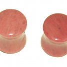 Pair 0G 8mm Rose Stone Plugs Saddle Ear Stretching Piercing Jewelry Gauge