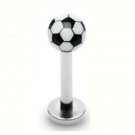 White Soccer Ball Lip Labret Ring Stud Monroe Tragus Chin Piercing Jewelry 16 Gauges White Soccer Ball Lip Labret Ring Stud Monroe Tragus Chin Piercing Jewelry 16 Gauges