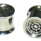 Pair Steel Spider Web 00G 10mm Ear Tunnel Screw On Plugs Pair Steel Spider Web 00G 10mm Ear Tunnel Screw On Plugs