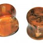 Pair 5/8 16mm Orange Marble Stone Plugs Gauges Flesh Saddle Ear Stretching Piercing