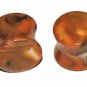 Pair 1/2 12.7mm Orange Marble Stone Plugs Flesh Saddle Ear Stretching Piercing Gauge