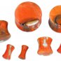 Pair 4G 5mm Orange Stone Plugs Flesh Saddle Ear Stretching Piercing Gauge