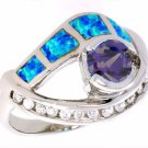 Sterling Silver Synthetic Blue Opal Inlay Ring Size 7 Sterling Silver Synthetic Blue Opal Inlay Ring Size 7