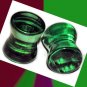 Pair 0G 8mm Green Emerald Quartz Glass Plugs Saddle Ear Stretching Piercing Jewelry Gauge