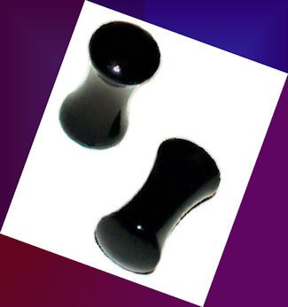 Pair 6G Acrylic Black Saddle Ear Plugs 4mm Gauge