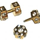 Pair Steel Golden Plated Ear Cheater With Clear CZ Fake Plugs 16 Gauges
