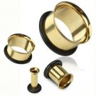 Pair Steel Golden Single Flared Flesh Tunnel Ear Plugs 4G 5mm