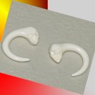 Pair White Acrylic Skull Spiral Ear Spiral Taper Stretcher Piercing Plugs 6G Gauge, 4.31mm