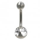 Dual CZ Belly Button Navel Ring Clear CZ Jewelry 14 Gauges Dual CZ Belly Button Navel Ring Clear CZ Jewelry 14 Gauges