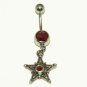 Gothic Star Belly Button Navel Jewelry Ring with Red CZ