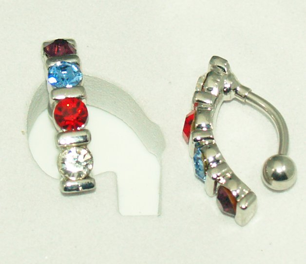 One Multicolor Strand Reverse Belly Button Navel Jewelry Ring