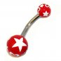 Acrylic Black and Red Balls Fire Logo Belly Ring Navel Button