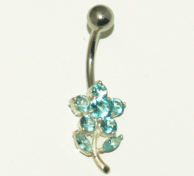 Steel Rose Belly Button Ring Navel Jewelry 14G