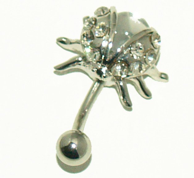Clear Crystal Ladybug CZ Belly Ring Button Navel Jewelry