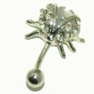 Clear Crystal Ladybug CZ Belly Ring Button Navel Jewelry