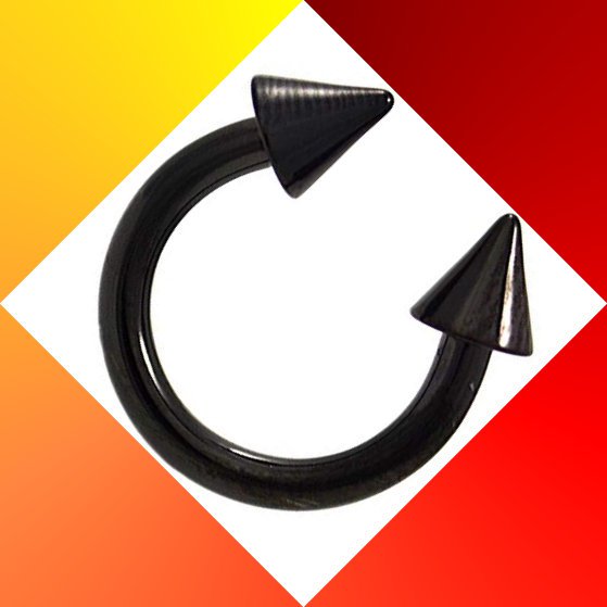 Black Titanium Spike 10G Horseshoe Circular Barbell Ring For Nose, lip Ear Piercing Jewelry 7/16