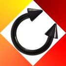 Black Titanium Spike 10G Horseshoe Circular Barbell Ring For Nose, lip Ear Piercing Jewelry 7/16