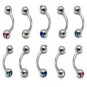 Pair Steel Red CZ Ball 16G 3/8 Eyebrow Ring / Tragus/Curved Barbell Stud