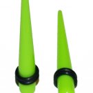 Pair Green Acrylic Straight 2G 6mm Ear Taper Stretcher Gauges Expander Plugs Pair Green Acrylic Straight 2G 6mm Ear Taper Stretcher Gauges Expander Plugs