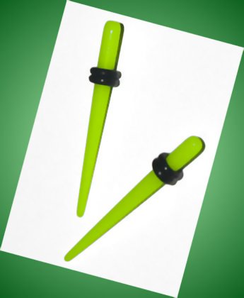 Pair Green UV Acrylic Straight 8G 3.2mm Ear Taper Ear Stretcher Expander Plugs