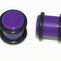 Pair 00G Purple Acrylic Saddle Plugs 10mm Gauge With Groove O-Rings