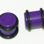 Pair 00G Purple Acrylic Saddle Plugs 10mm Gauge With Groove O-Rings