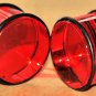Pair 7/8 Red Acrylic Saddle Ear Plugs 22mm Gauge With Grooved O-Rings