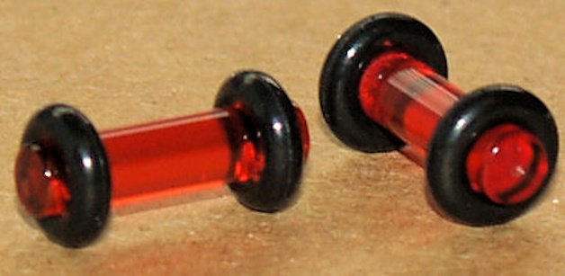 Pair Red Acrylic Ear Plug 8G Gauge 3.2mm With Grooved O-Rings