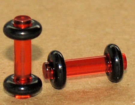 Pair 10G Red Acrylic Saddle Ear Plugs Gauge 2.5mm With Grooved O-Rings