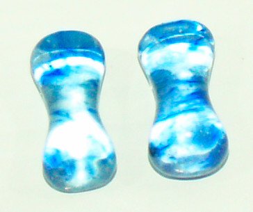 Pair 6G Capri Murano Glass Saddle Plugs Gauges 4mm