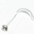 Acrylic Clear Flexible Clear CZ Cork 20G Nose Screw Ring Jewelry Piercing Gauge