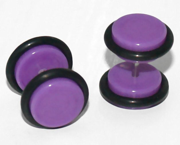 Pair Purple Cheater Ear Plugs 16G Gauge, 10mm