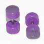 Pair 16G Purple Acrylic Ear Fake Gauges Cheater Look 7mm Plugs