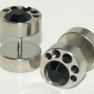 Pair Steel Fake Plugs Ear Cheater With Black CZ 16 Gauge