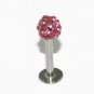 Pink Multi-color Swarovski Crystal Lip Labret Monroe Stud Ring 16G, 5/16
