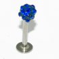 Blue Swarovski Crystal Lip Labret Ring Stud Monroe Earring Chin Piercing Jewelry 16G, 5/16