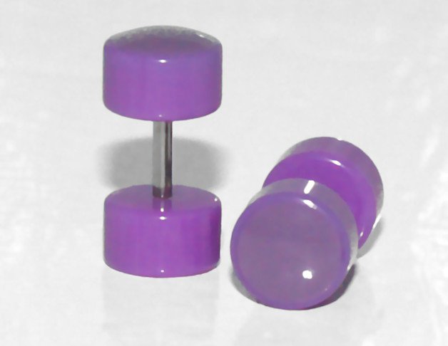Pair 16G Purple Acrylic Ear Fake Gauges Cheater Look 7mm Plugs