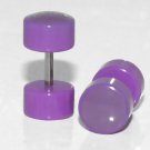 Pair 16G Purple Acrylic Ear Fake Gauges Cheater Look 7mm Plugs