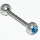 Steel 14G Light Blue CZ Tongue Ring Barbell Pin Stud Piercing Jewelry with Gauge, 5/8 Steel 14G Light Blue CZ Tongue Ring Barbell Pin Stud Piercing Jewelry with Gauge, 5/8