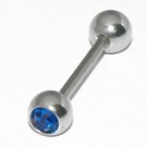 Steel Blue CZ Gem 14G Tongue Ring Barbell Pin Stud Piercing Jewelry Gauge, 5/8 Steel Blue CZ Gem 14G Tongue Ring Barbell Pin Stud Piercing Jewelry Gauge, 5/8