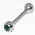 Steel Forrest Green Gem 14G Tongue Ring Barbell Piercing Jewelry Gauge, 5/8