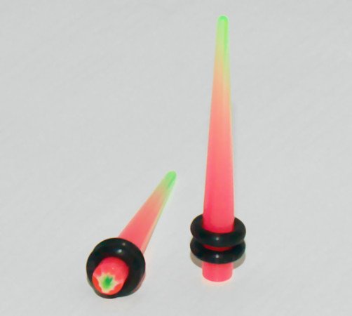 Pair Marijuana Pink Acrylic Ear Logo 6Gauges 4mm Ear Taper Expander Plugs