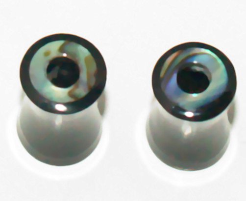 Pair 2G 6mm Buffalo Horn Tunnel Ear Plugs W Abalone Inlay Gauges