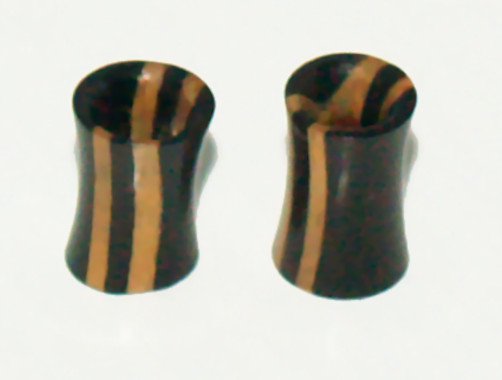 Pair 4G 5mm Two Tone Ebony Areng Wood Ear Tunnel Plugs